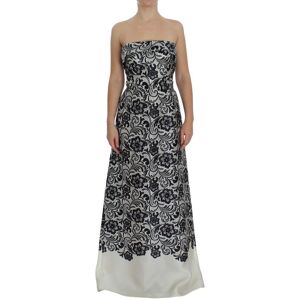 Dolce & Gabbana Womens White Floral Lace Silk Corset Maxi Dress - Black/white Material_silk - Size It 40 (Womens)