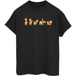 Disney Womens/ladies Winnie The Pooh Stretching Cotton Boyfriend T-Shirt (Black) - Size Small