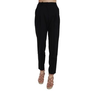 Dolce & Gabbana Womens Button Pleated Tapered Trouser Pants - Black Wool - Size It 36 (Women'S)
