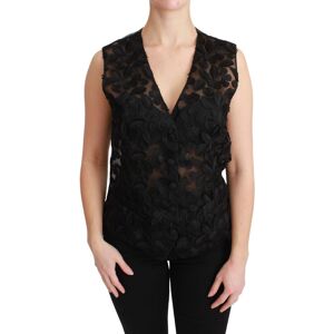 Dolce & Gabbana Womens Black Floral Brocade Top Gilet Waistcoat Polyamide - Size It 40 (Women'S)