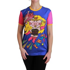Dolce & Gabbana Womens Purple Pig Supergirl Top Cotton T-Shirt - Blue Material_cotton - Size It 44 (Womens)