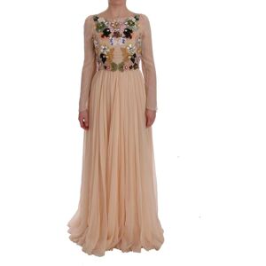 Dolce & Gabbana Womens Pink Silk Floral Crystal Maxi Gown Dress Material_silk - Size It 38 (Womens)