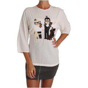 Dolce & Gabbana Womens White Silk #dgfamily Blouse T-Shirt Material_silk - Size It 44 (Womens)
