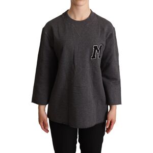 Dolce & Gabbana Womens Embroidered Crewneck Pullover Sweater - Grey Cotton - Size It 38 (Women'S)