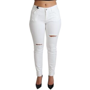 Dolce & Gabbana Womens White Tattered Skinny Denim Cotton Stretch Jeans Material_cotton - Size It 48 (Womens)