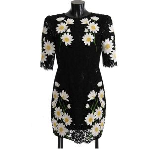 Dolce & Gabbana Womens Black Floral Lace Chamomile Sicily Dress Material_cotton - Size It 36 (Womens)