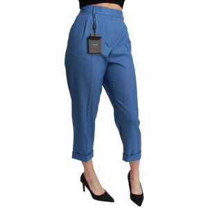 Dolce & Gabbana Womens Blue Pleated Wool Cuffed Cropped Trouser Pants - Size Eu 36 (Womens)