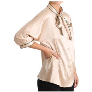 Dolce & Gabbana Womens Beige Ribbon Silk Stretch Top Blouse - Size Eu 48 (Womens)