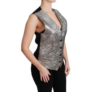 Dolce & Gabbana Womens Silver Brocade Sleeveless Metallic Top - Size Eu 38 (Womens)