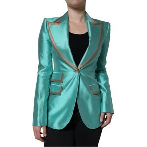 Dolce & Gabbana Womens Metallic Green Single Breasted Blazer Jacket Silk - Size Eu 40 (Womens)