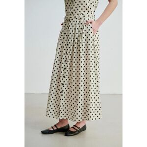 Gusto Womens Polka Dot Linen Belted Skirt - Beige - Size Large