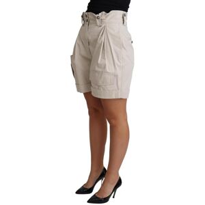 Dolce & Gabbana Womens Beige Cotton Pleated High Waist Casual Shorts - Size Eu 40 (Womens)