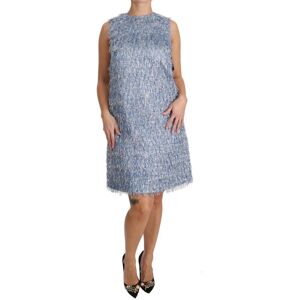 Dolce & Gabbana Womens Light Blue Fringe Shift Gown Dress Silk - Size It 44 (Womens)
