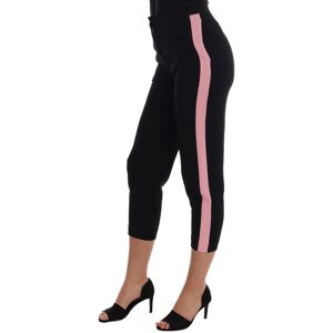 Dolce & Gabbana Womens Black Stretch Pink Stripes Capri Pants Viscose - Size Eu 36 (Womens)