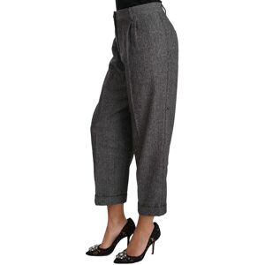 Dolce & Gabbana Womens Gray Wool Pleated Cropped Trouser Pants - Grey - Size Eu 50 (Womens)
