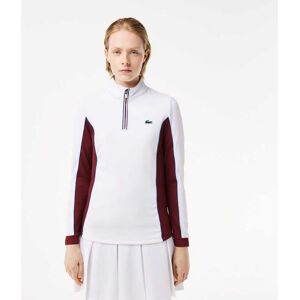 Lacoste Sport Womens Slim Fit Tennis Layering Sweatshirt In White Red - Size 14 Uk