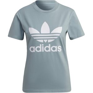 Adidas Originals Womens Adicolor Classics Trefoil Tee - Silver Cotton - Size 8 Uk