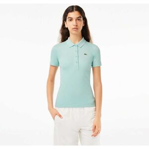 Lacoste Womens Slim Fit L.12.D Ribbed Polo Shirt In Mint Cotton - Size 14 Uk