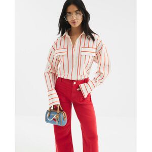 River Island Womens Wide Leg Jeans Petite Red Pocket Front Denim - Size 6 Extra Short (Uk Womens)