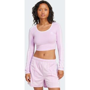 Adidas Originals Womens Adicolor 3-Stripes Long Sleeve Crop Tee - Purple Cotton - Size X-Small