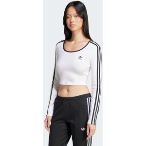 Adidas Originals Womens Adicolor 3-Stripes Long Sleeve Crop Tee - White Cotton - Size Small