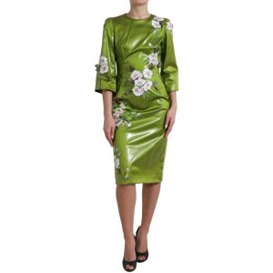 Dolce & Gabbana Womens Green Floral Embellished Sheath Midi Dress - Size Eu 40 (Womens)