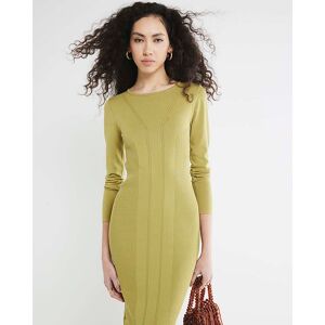 River Island Womens Maxi Dress Lime Knit Hybrid - Lime Green - Size 14 Uk