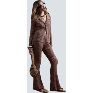 River Island Womens Flared Trousers Brown Knitted Cotton - Size Medium