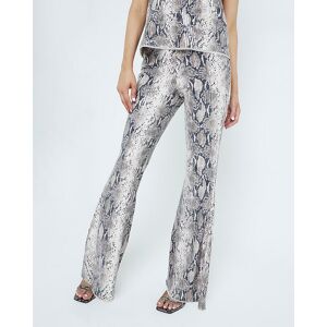 River Island Womens Flared Trousers Beige Sequin Snake Print - Size 10 Uk