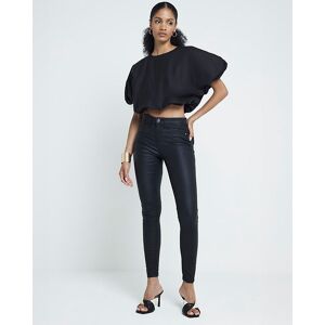 River Island Womens Coated Skinny Jeans Black Mid Rise Viscose - Size 8 Long