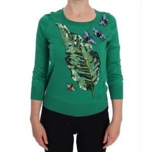 Dolce & Gabbana Womens Green Silk Crystal Banana Sweater - Size Small