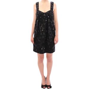 Dolce & Gabbana Womens Black Floral Crystal Embedded Dress - Size Eu 42 (Womens)