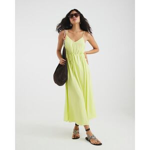 River Island Womens Maxi Dress Lime Sleeveless Tie Waist - Lime Green Viscose - Size 10 Uk