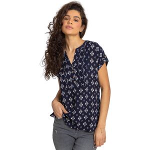 Roman Womens Aztec Print Button V-Neck Detail Top - Navy - Size 10 Uk Roman Womens Aztec Print Button V-Neck Detail Top - Navy - Size 10 Uk