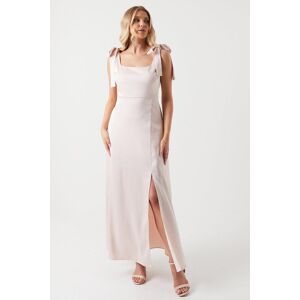 Oasis Womens Satin Tie Shoulder Midi Bridesmaids Dress - Blush - Size 12 Uk Oasis Womens Satin Tie Shoulder Midi Bridesmaids Dress - Blush - Size 12 Uk
