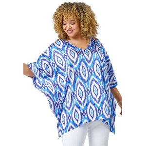 Roman Curve Womens Aztec Print Relaxed Top - Blue - Size 20 Uk Roman Curve Womens Aztec Print Relaxed Top - Blue - Size 20 Uk