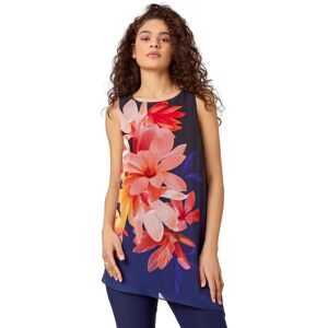 Roman Womens Floral Print Asymmetric Top - Navy Lace - Size 12 Uk Roman Womens Floral Print Asymmetric Top - Navy Lace - Size 12 Uk