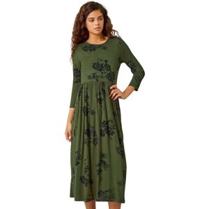 Roman Womens Floral Print Midi Stretch Dress - Khaki - Size 20 Uk Roman Womens Floral Print Midi Stretch Dress - Khaki - Size 20 Uk