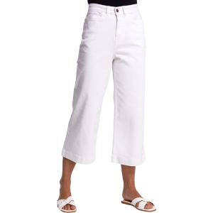 Roman Womens Wide Leg Cotton Jeans Stretch Denim Culottes Cropped Capri Pants - White - Size 10 Uk Roman Womens Wide Leg Cotton Jeans Stretch Denim Culottes Cropped Capri Pants - White - Size 10 Uk