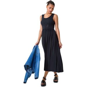 Roman Womens Cotton Blend Lace Detail Midi Dress - Black - Size 18 Uk Roman Womens Cotton Blend Lace Detail Midi Dress - Black - Size 18 Uk