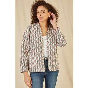 Yumi Womens Pink Floral Print Reversible Cotton Quilted Jacket - Size 8 Uk Yumi Womens Pink Floral Print Reversible Cotton Quilted Jacket - Size 8 Uk