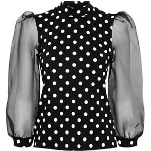 New Look Womens Spot Blouse Puff Sleeve - Black - Size 6 Uk New Look Womens Spot Blouse Puff Sleeve - Black - Size 6 Uk