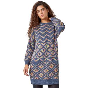 Roman Womens Geometric Print Jacquard Jumper Dress - Grey - Size 12 Uk Roman Womens Geometric Print Jacquard Jumper Dress - Grey - Size 12 Uk