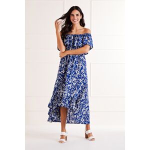Mela London Womens Blue Ditsy Print Bardot Dipped Hem Dress - Size 18 Uk Mela London Womens Blue Ditsy Print Bardot Dipped Hem Dress - Size 18 Uk
