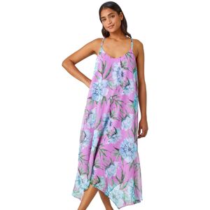 Roman Womens Floral Chiffon Hanky Hem Midi Dress - Pink - Size 12 Uk Roman Womens Floral Chiffon Hanky Hem Midi Dress - Pink - Size 12 Uk
