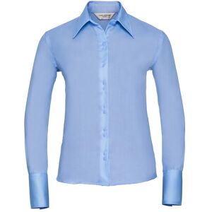 Russell Athletic Collection Womens/ladies Ultimate Non-Iron Long-Sleeved Shirt (Bright Sky) - Blue Cotton - Size 8 Uk Russell Athletic Collection Womens/ladies Ultimate Non-Iron Long-Sleeved Shirt (Bright Sky) - Blue Cotton - Size 8 Uk