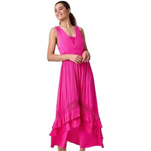 Roman Womens Lace Detail Shirred Frill Maxi Dress - Pink - Size 12 Uk Roman Womens Lace Detail Shirred Frill Maxi Dress - Pink - Size 12 Uk