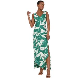 Roman Womens Leaf Print Satin Bodycon Midi Dress - Green - Size 10 Uk Roman Womens Leaf Print Satin Bodycon Midi Dress - Green - Size 10 Uk