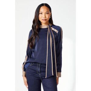 Principles Womens Satin Contrast Detail Top - Navy - Size 20 Uk Principles Womens Satin Contrast Detail Top - Navy - Size 20 Uk
