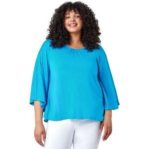 Roman Curve Womens Stretch Jersey Cape Sleeve Top - Turquoise Viscose - Size Uk 22-24 Roman Curve Womens Stretch Jersey Cape Sleeve Top - Turquoise Viscose - Size Uk 22-24